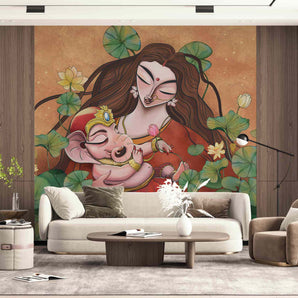 Parvati Ganesh Illustration Designer Mural Wallpaper