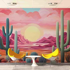 Cactus and Desert Designer Mural Wallpaper